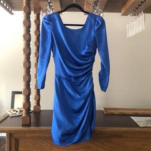 Dark blue satin cocktail dress